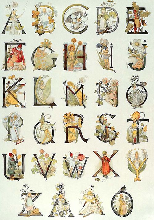 Blomsteralfabet  Adelborg - plakat