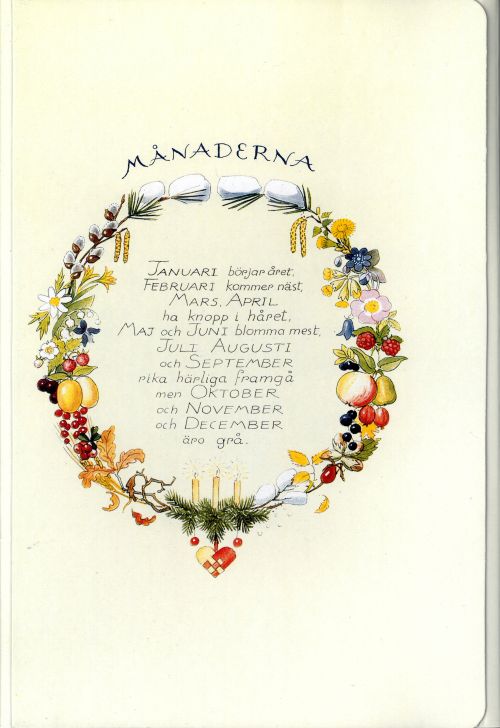 Månedsbilleder i mappe 12 stk Beskow