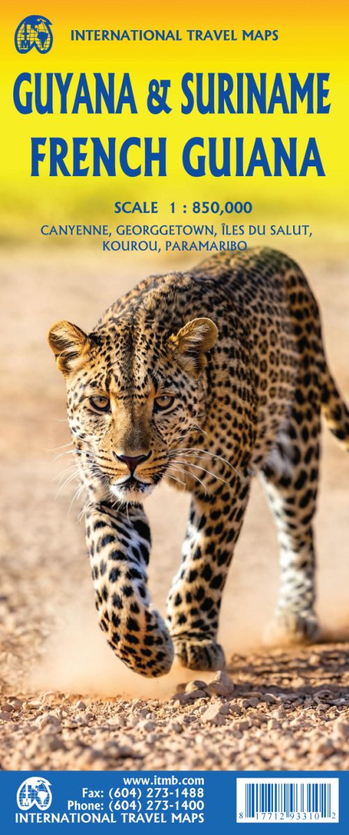 Guyana, Suriname & French Guiana, International Travel Map