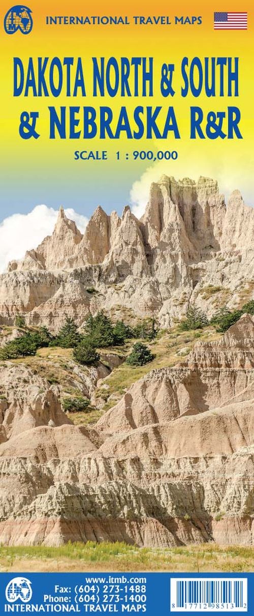 Dakota North & South, Nebraska Rail & Road, International Travel Maps