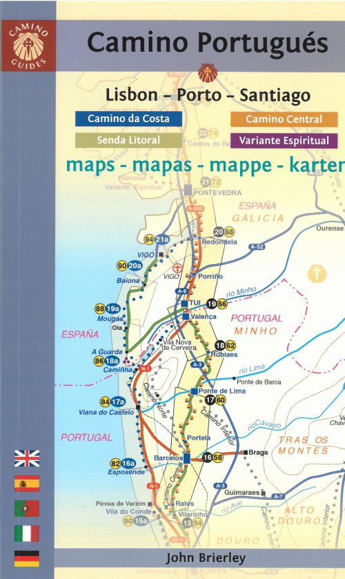 Camino Portugues: Lisbon - Porto - Santiago : Camino Central, Camino de la Costa, Espiritual Maps (12th ed. 2023)