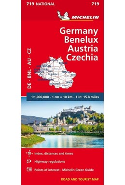 Germany, Benelux, Austria, Czech Republic, Michelin National Map 719