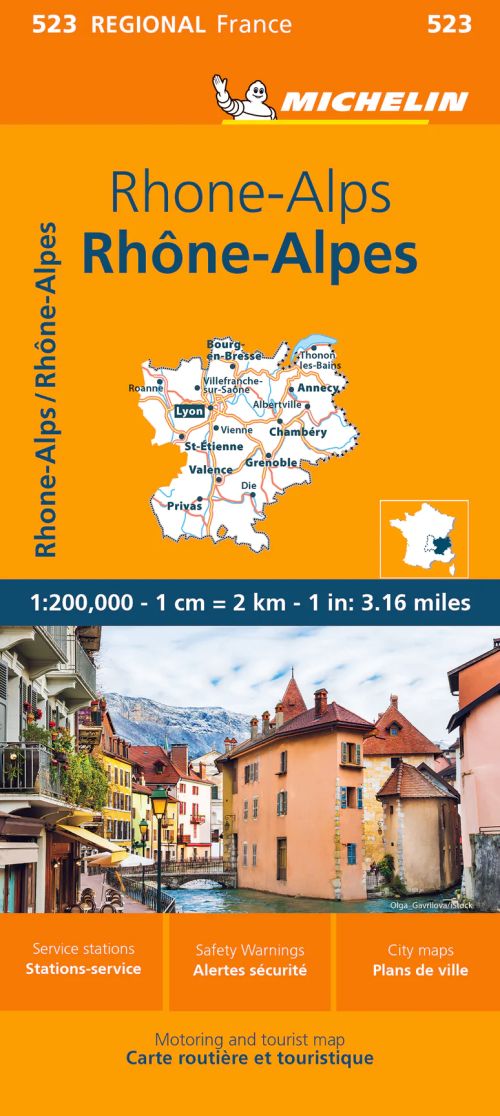 Michelin France blad 523: Rhone-Alpes / Rhone-Alps