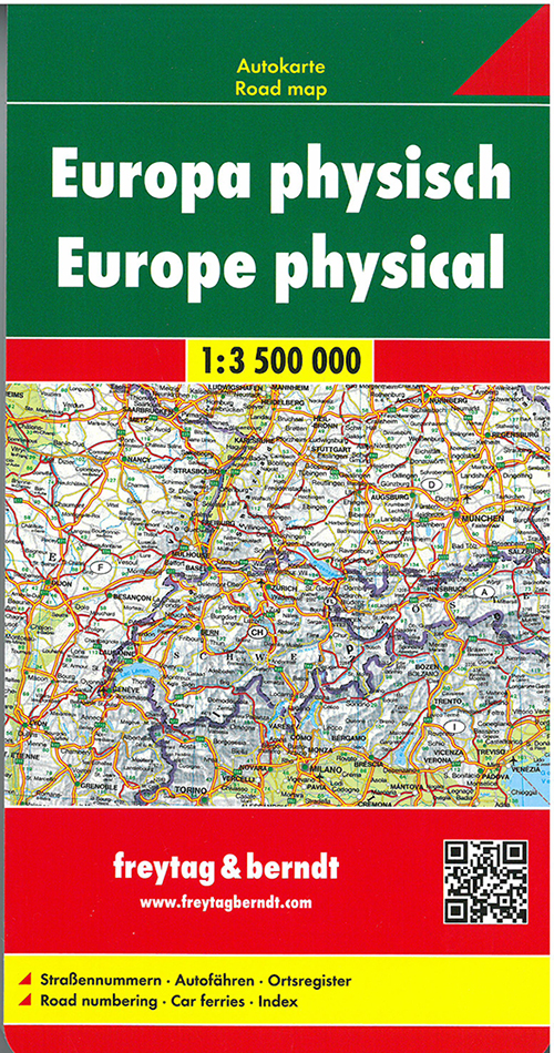 Europe physical, Freytag & Berndt Road Map