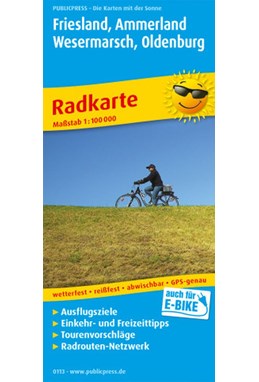 Friesland, Ammerland, Wesermarsch, Oldenburg Radkarte mit Ausflugszielen, Einkehr- & Freizeittipps