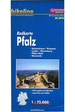 Radkarte Pfalz : Kaiserslautern - Pirmasens -  Landau - Wissembourg - Pfälzer Wald - Weinstrasse