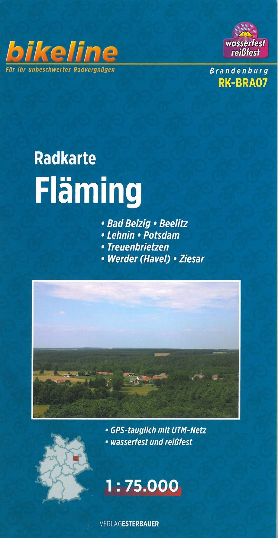 Fläming: Bad Belzig, Beelitz, Lehnin, Postdam, Treuenbrietzen, Werder (Havel), Zisar, Bikeline Radkarte