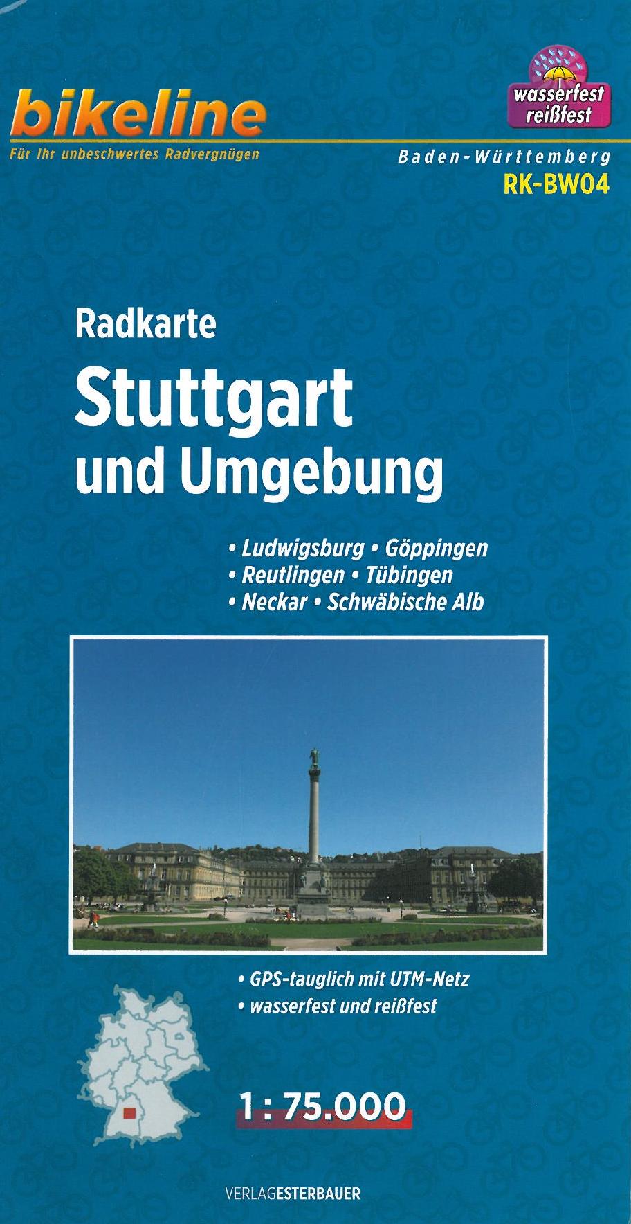 Stuttgart und Umgebung: Ludwigsburg, Göppingen, Reutlingen, Tübingen, Neckar, Schwäbische Alb, Bikeline Radkarte