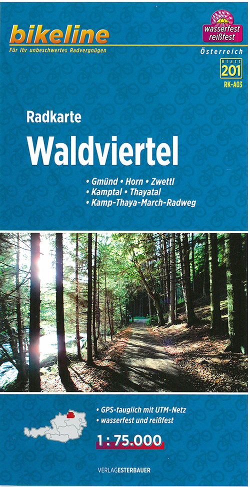 Waldviertel Radkarte: Gem&#252;nd, Horn, Zwettl, Kamptal, Thayatal, Mamp-Thaya-March-Radweg
