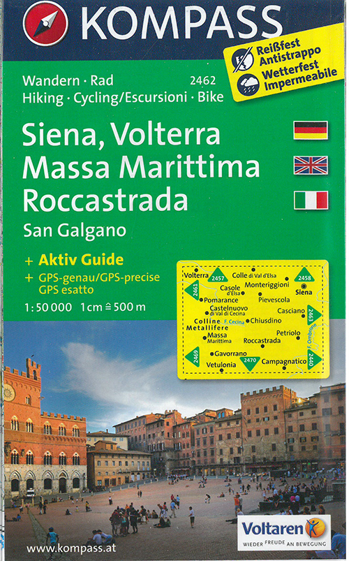 Siena, Volterra, Massa Marittima, Roccastrada, San Galgano, Kompass Wanderkarte 2462