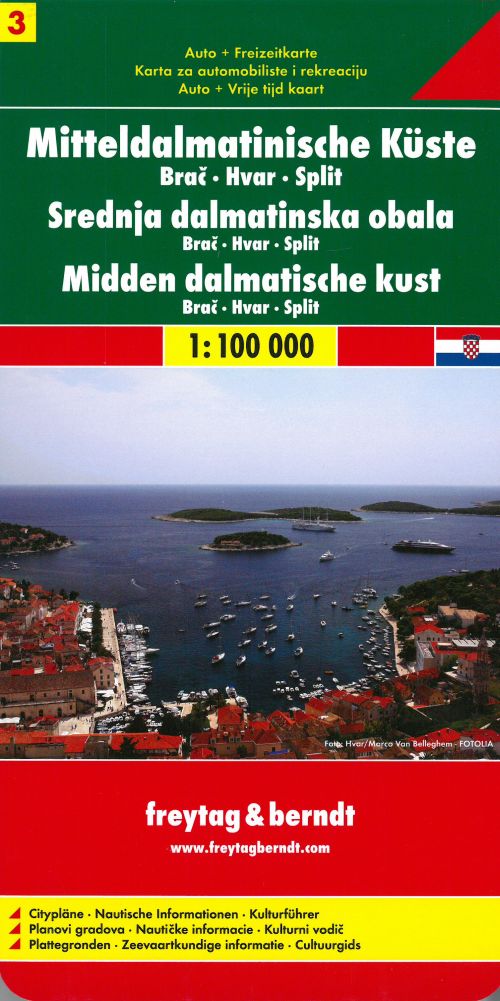 Mitteldalmatinische Küste Blatt 3, Brac – Hvar – Split, Freytag & Berndt Autokarte 1:100 000