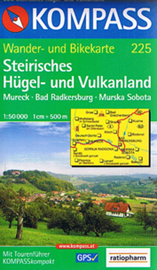 Steirisches Hügel- und Vulkanland, Kompass Wander- und Bikekarte 225 1:50.0