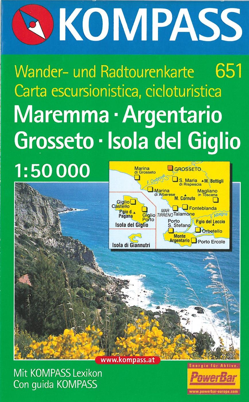 Maremma-Argentario-Grosseto-Isola del Giglio, Kompass Wanderkarte 651 1:50 000