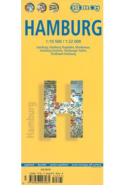 Hamburg (lamineret), Borch City Map 1:10.500/1:22.000
