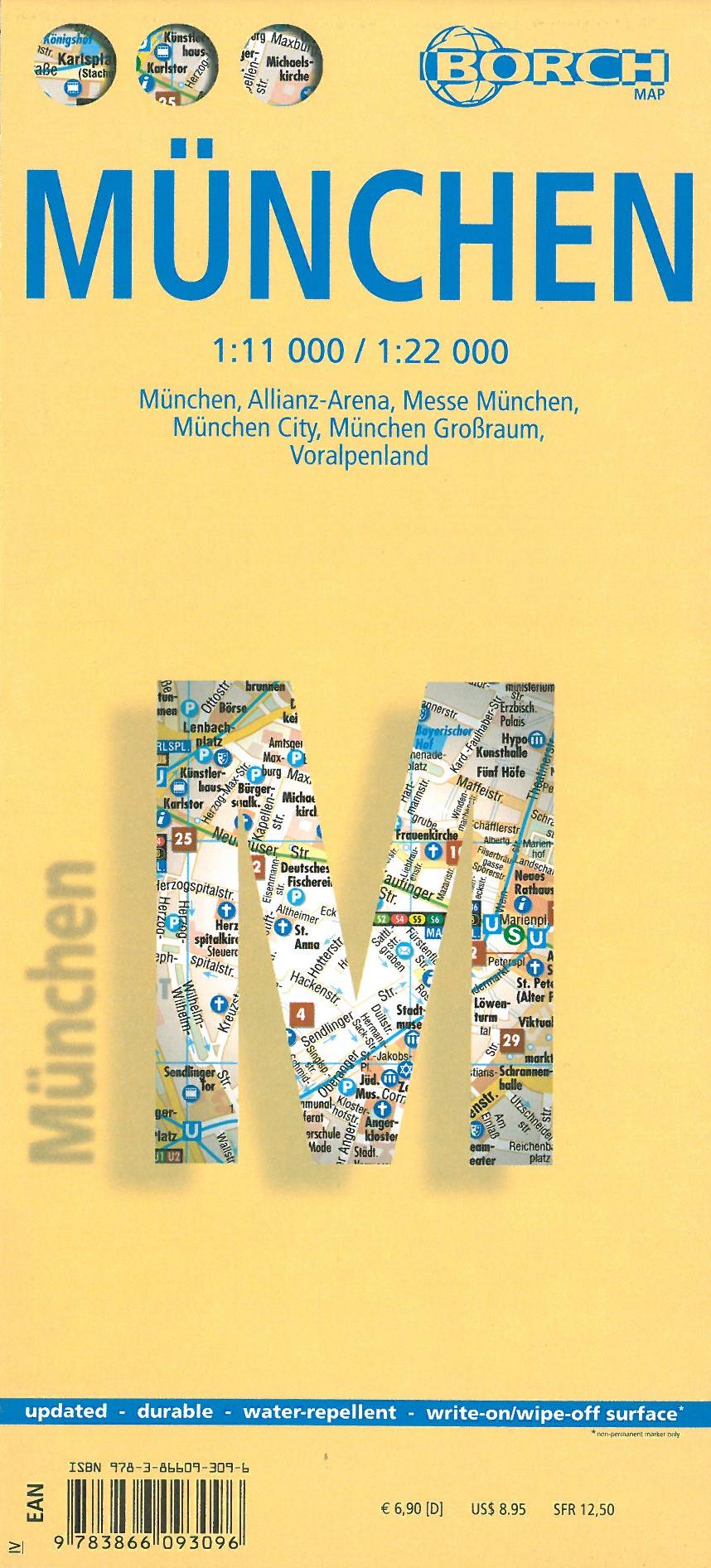 München (lamineret), Borch Map 1:11.000/22.000