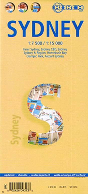 Sydney (lamineret), Borch City Map 1:7.500/1:15.000