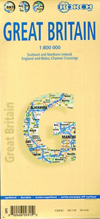 Great Britain (lamineret), Borch Maps 1:800.000