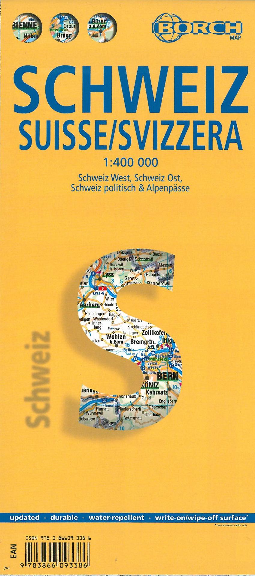 Schweiz - Switzerland (lamineret), Borch Map 1:400.000