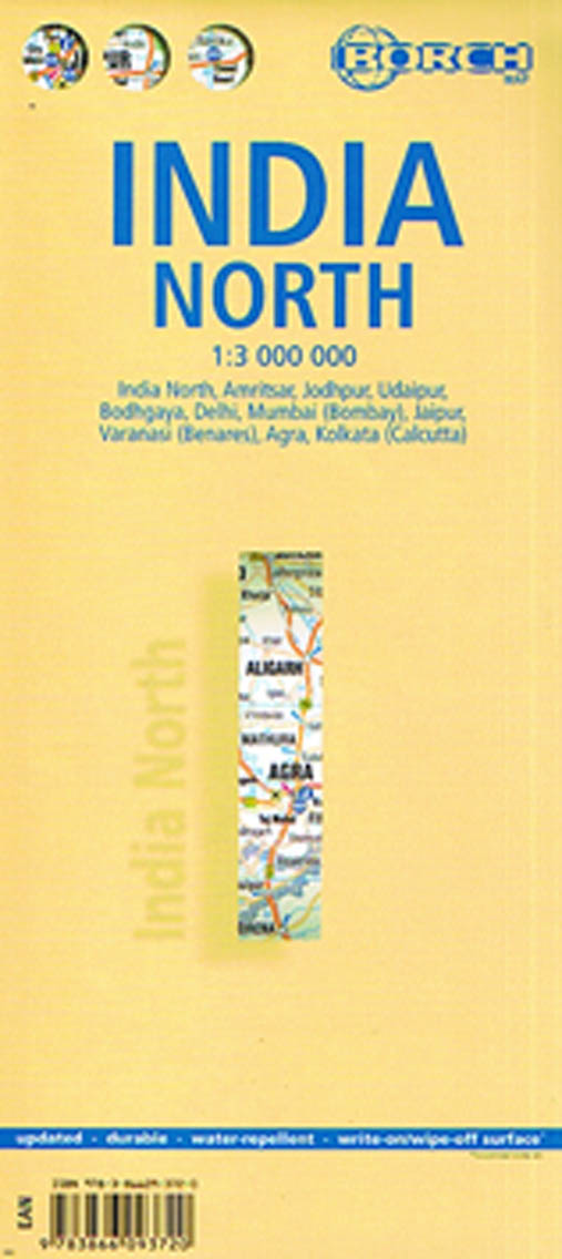 India North (lamineret), Borch Maps 1:3 mill.