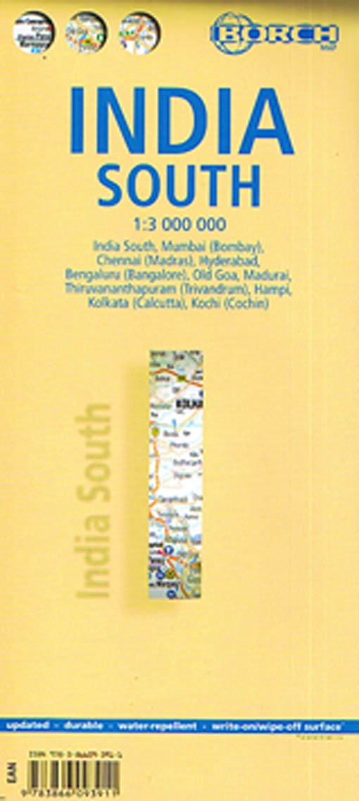 India South (lamineret), Borch Maps 1:3 mill.