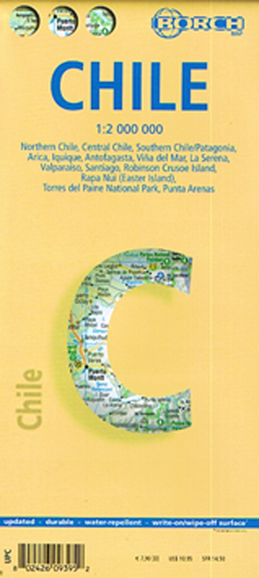 Chile (lamineret), Borch Map 1:2 mill.