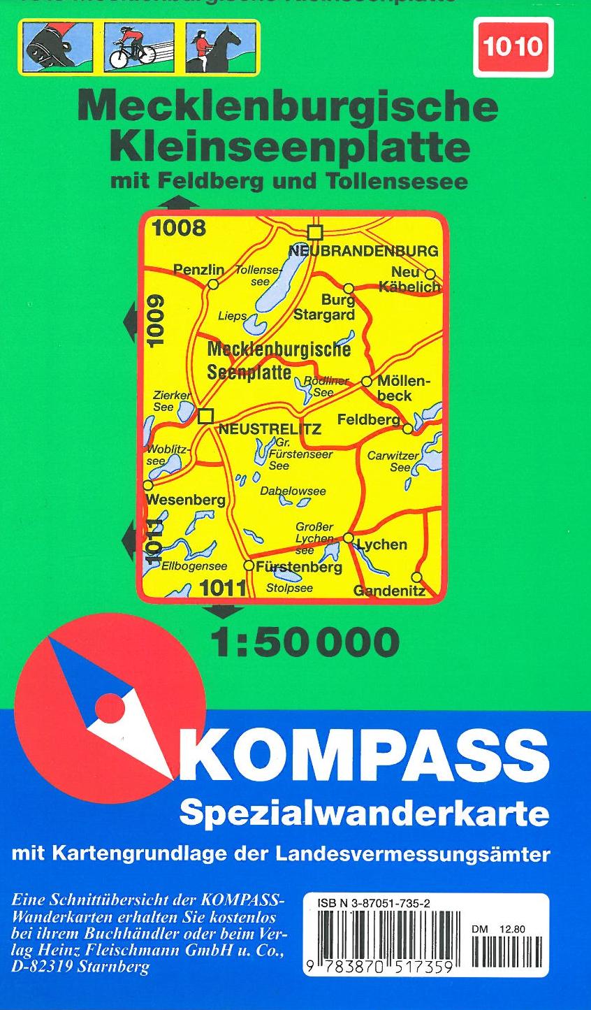 Mecklenburgische Kleinseenplatte, Kompass Wanderkarte 1010 1:50 000