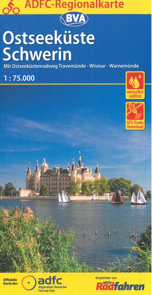 Ostseeküste Schwerin: Mit Ostseeküstenradweg Travemünde - Wismar - Warnemünde, ADFC Regionalkarte