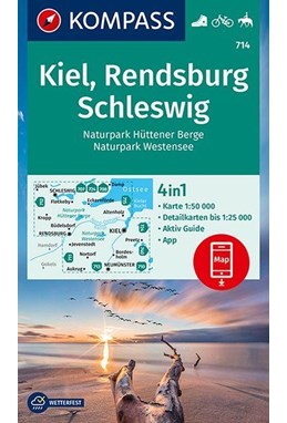 Kiel, Rendsburg Schleswig: Hüttener Berge, Westensee, Kompass Wanderkarte 714