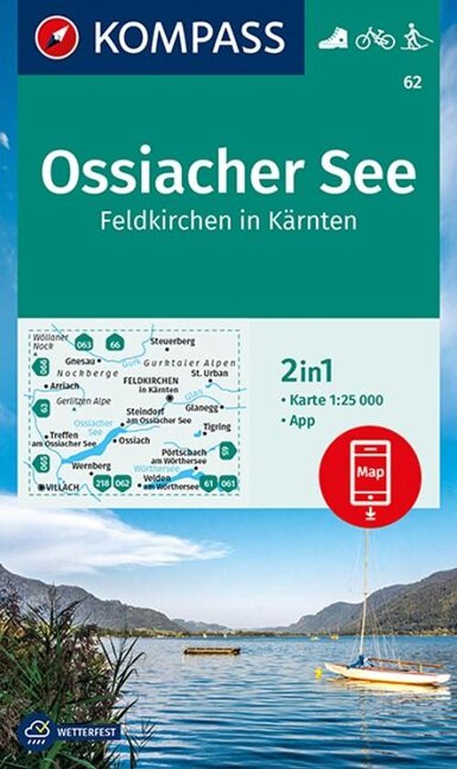 Ossiacher See: Feldkirchen in Kärnten, Kompass Wanderkarte 62