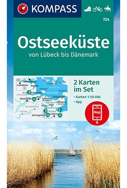 Ostseeküste von Lübeck bis Dänemark, Kompass Wander- und Fahrradkarte 724