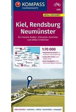 Kiel, Rendsburg, Neumünster, Kompass Fahrradkarte 3355