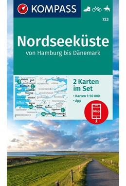 Nordseeküste von Hamburg bis Dänemark (2 Karten), Kompass Wander- und Radkarte-Set 723