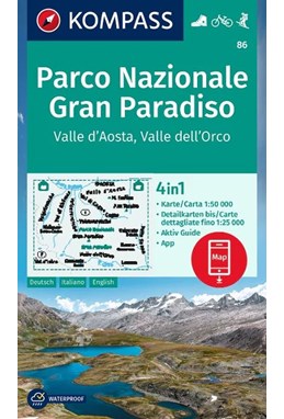 Parco Nazionale Gran Paradiso, Valle d'Aosta, Valle dell'Orco, Kompass Wanderkarte 86
