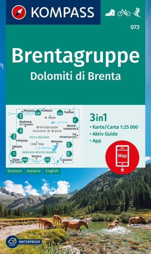 Dolomiti di Brenta, Kompass Wanderkarte 73