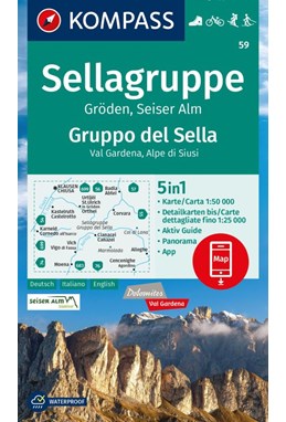 Sellagruppe - Gruppo di Sella: Val Gardena, Alpe di Siusi, Kompass Wandern- Rad- & Ski-karte 59