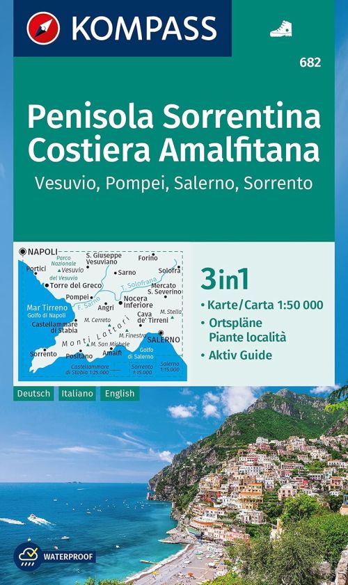 Penisola Sorrentina Costiera Amalfitana: Vesuvio, Pompei, Salerno, Sorrento, Kompass Wanderkarte 682