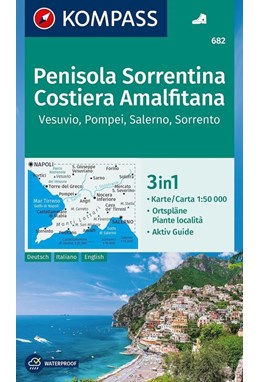 Penisola Sorrentina Costiera Amalfitana: Vesuvio, Pompei, Salerno, Sorrento, Kompass Wanderkarte 682