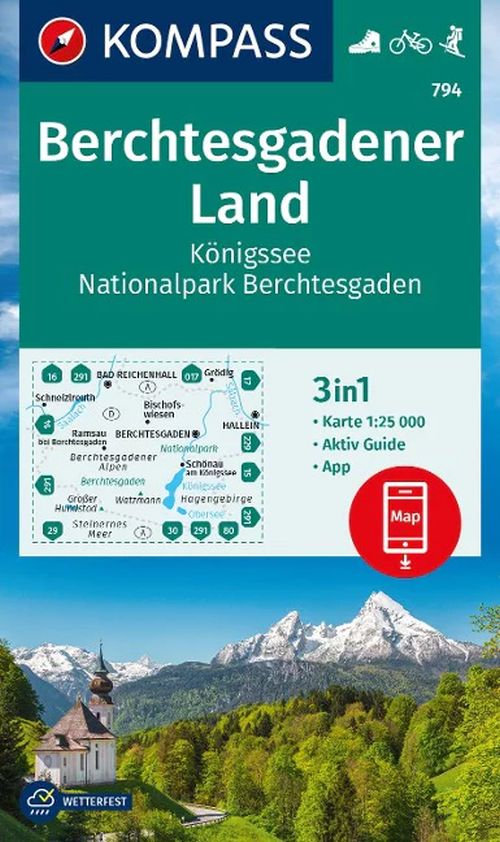 Berchtesgadener Land, Königssee, Nationalpark Berchtesgaden, Kompass Wanderkarte 794