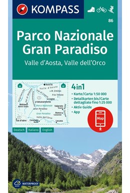 Parco Nazionale Gran Paradiso, Valle d'Aosta, Valle dell'Orco, Kompass Wanderkarte 86