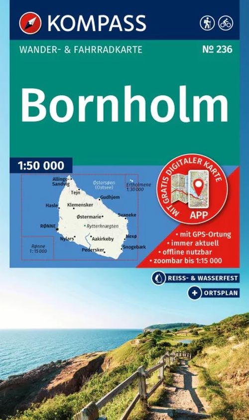 Bornholm, Kompass Wander- und Fahrradkarte 236