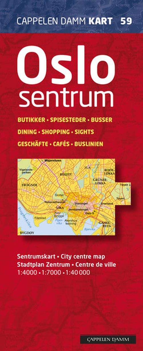 Oslo sentrum : bykart = city centre map = Stadtplan Zentrum = centre de ville  1: 7.000