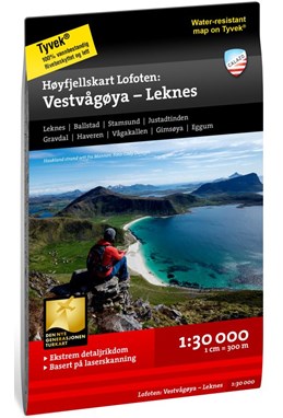 Høyfjellskart Lofoten : Vestvågøya - Leknes 1:30 000