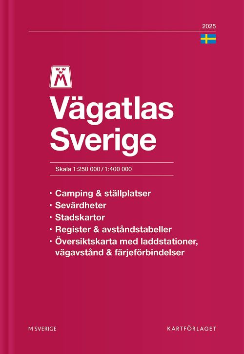 M Vägatlas Sverige 2025  (1:250 000/1:400 000) (m. bykort) (34. uppl.)