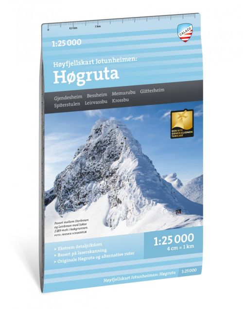 Høyfjellskart Jotunheimen : Høgruta 1:25 000 : Gjendesheim Bessheim Memurubu Glitterheim Spiterstulen Liervassbu Krossbu
